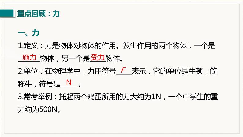 7.4 力小结与复习--2021--2022学年人教版八年级物理下册精品教学课件第3页