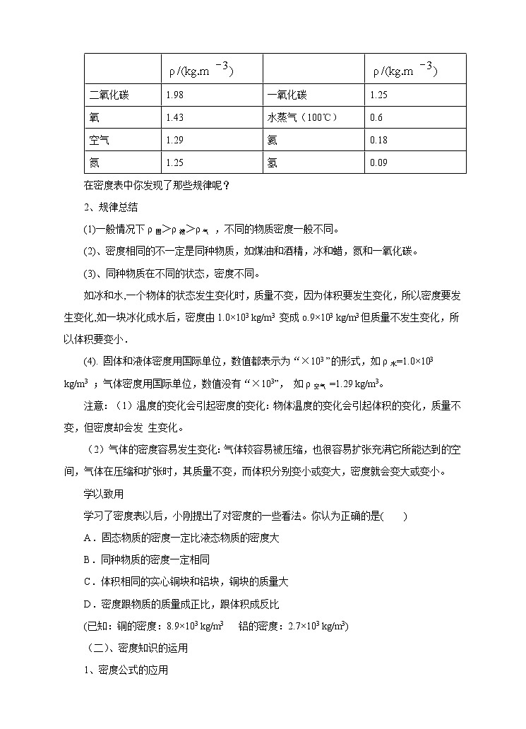 5.4密度知识的应用教学设计第3页