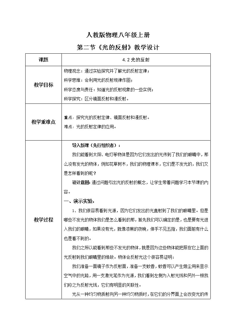 4.2《光的反射》（课件+教案+练习）01