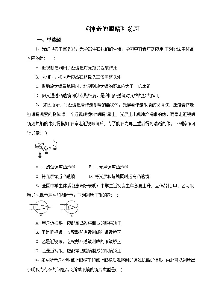 4.6神奇的眼晴 练习第1页