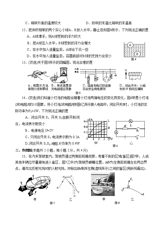 2021年河南省南阳市方城县中招模拟考试（二）物理试题第3页