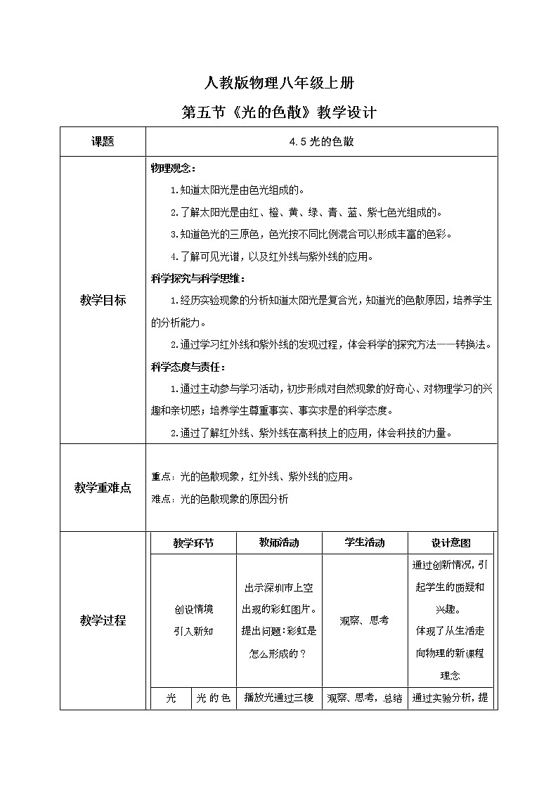 4.5《光的色散》（课件+教案+练习）01