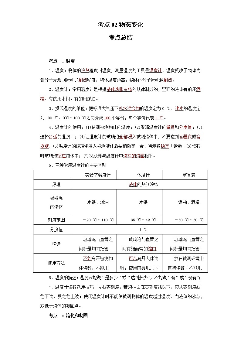 考点02物态变化(解析版)-2022年物理中考一轮过关讲练（人教版）学案第1页