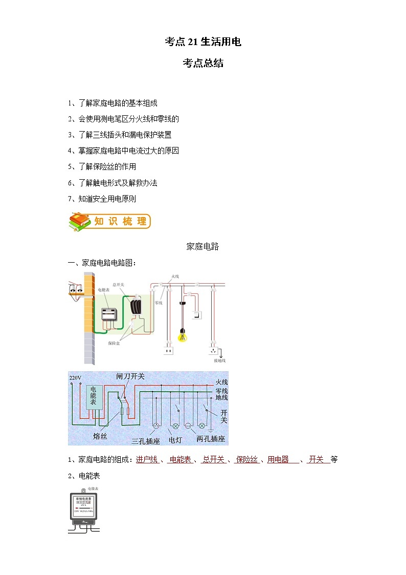 考点21生活用电(解析版)练习题学案第1页