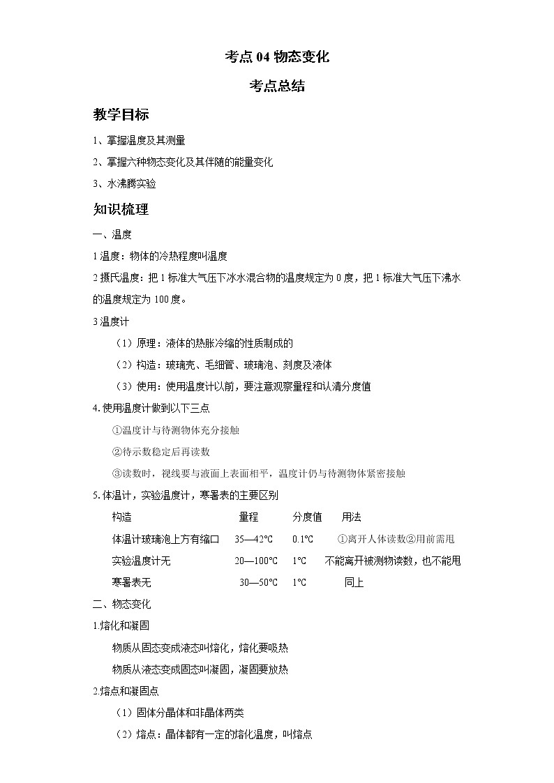 考点04物态变化(解析版)练习题学案第1页