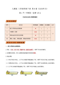 初中物理人教版八年级下册8.1 牛顿第一定律课时训练