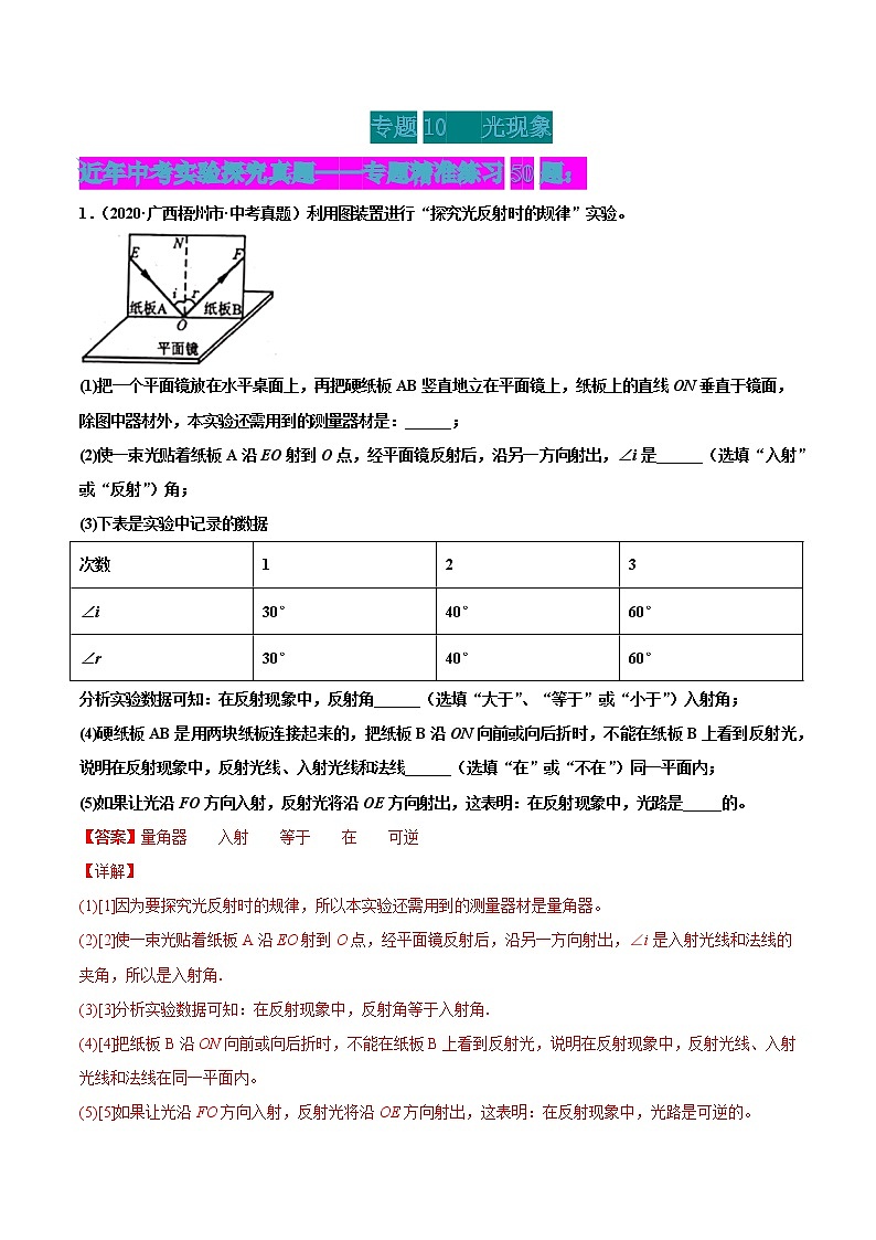 专题10 光现象（解析版）第1页