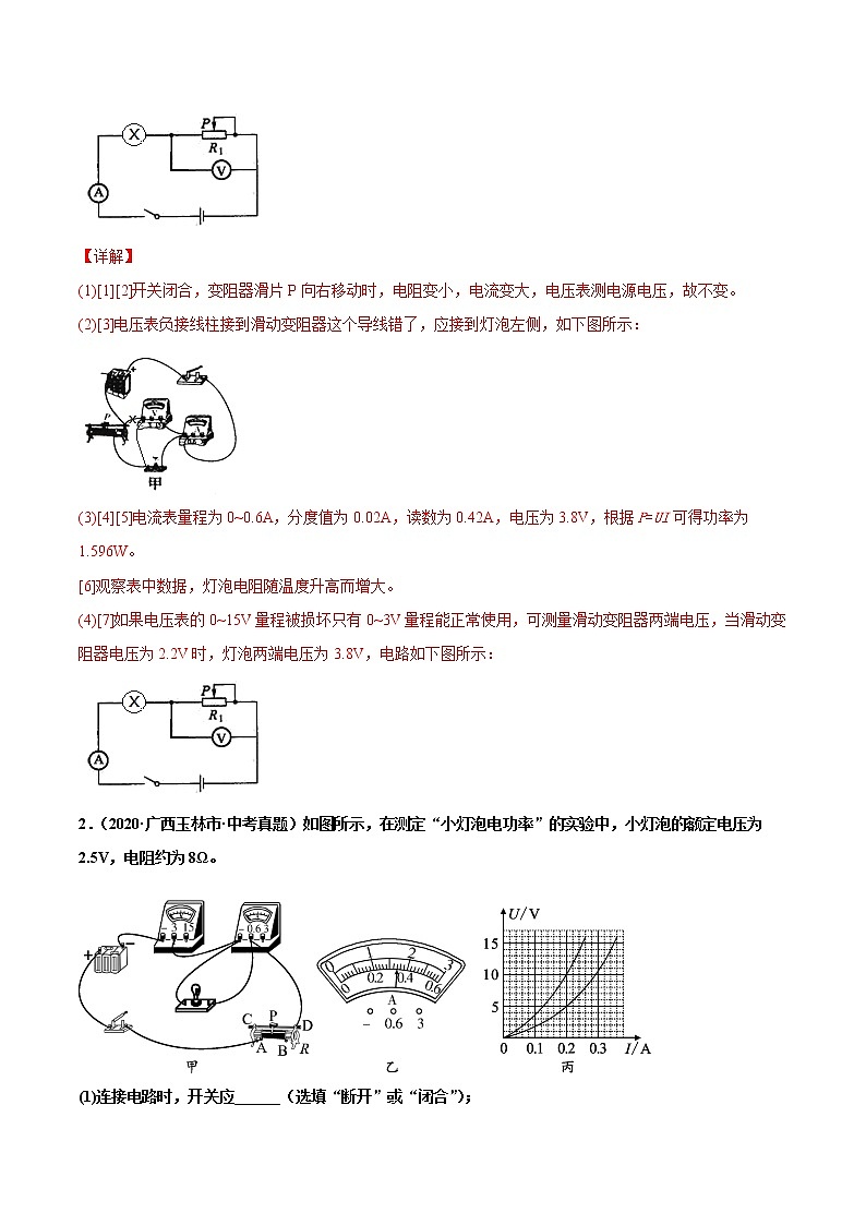 专题03 测量小灯泡的电功率-2022届中考物理实验探究真题精准练102