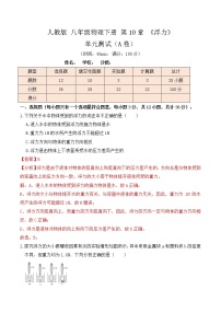 初中物理人教版八年级下册10.1 浮力精品单元测试达标测试