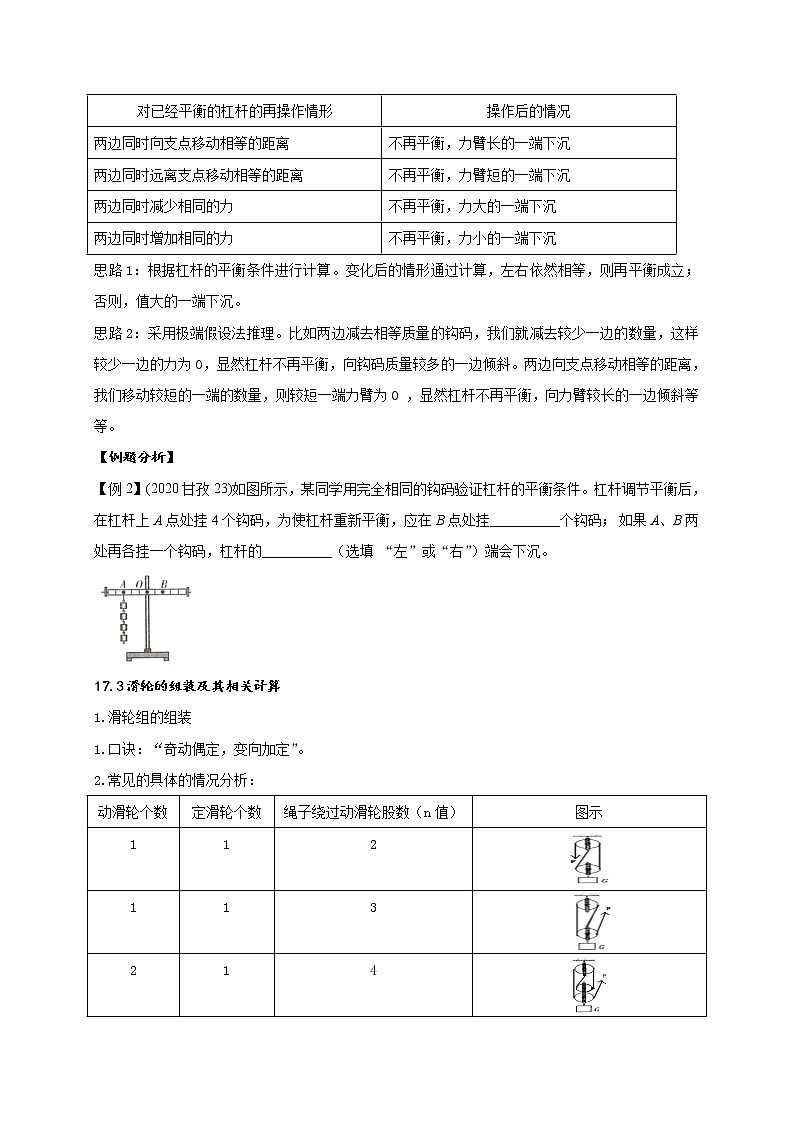 重难点17杠杆和滑轮-2022年中考物理热点及重难点专练试卷（原卷+解析）03