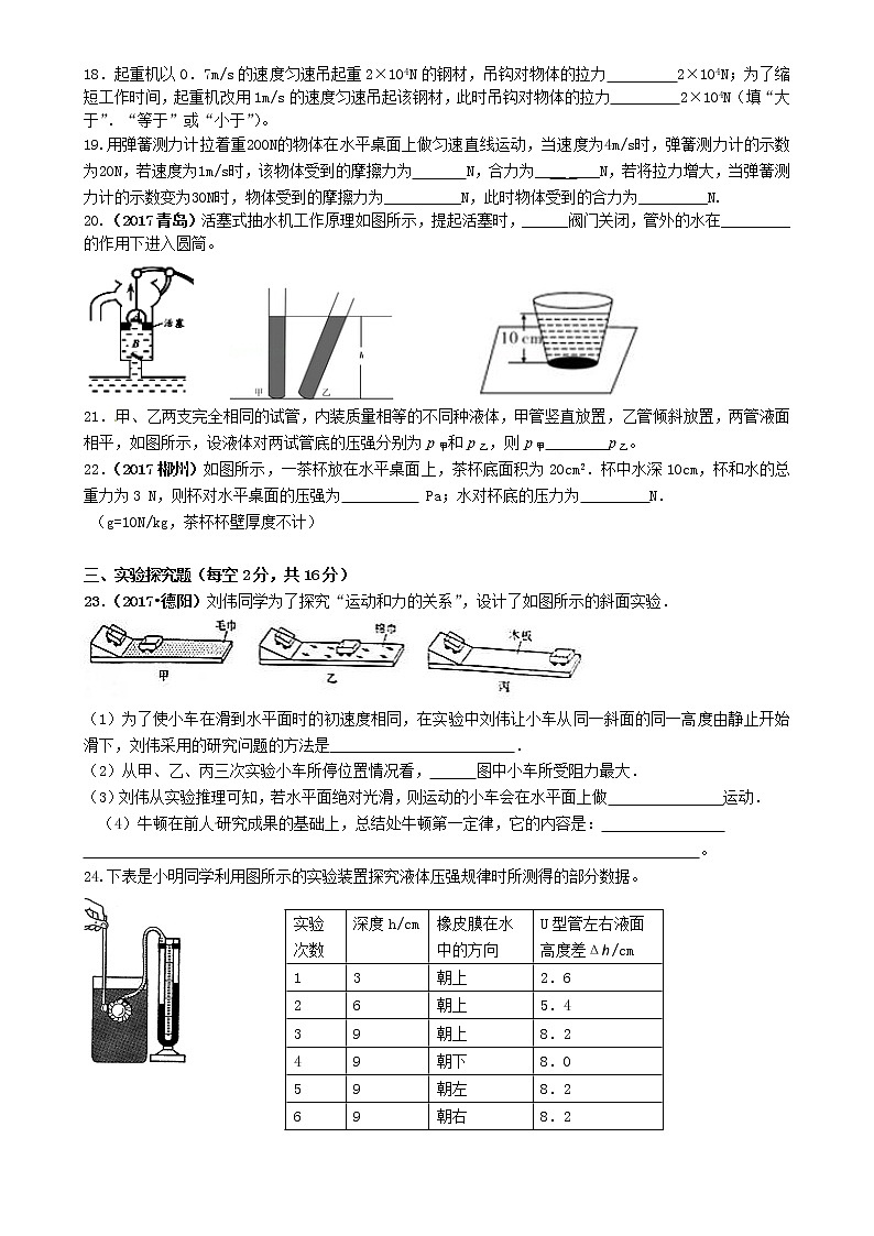 教科版物理八年级下学期期中考试试题（有答案）第3页