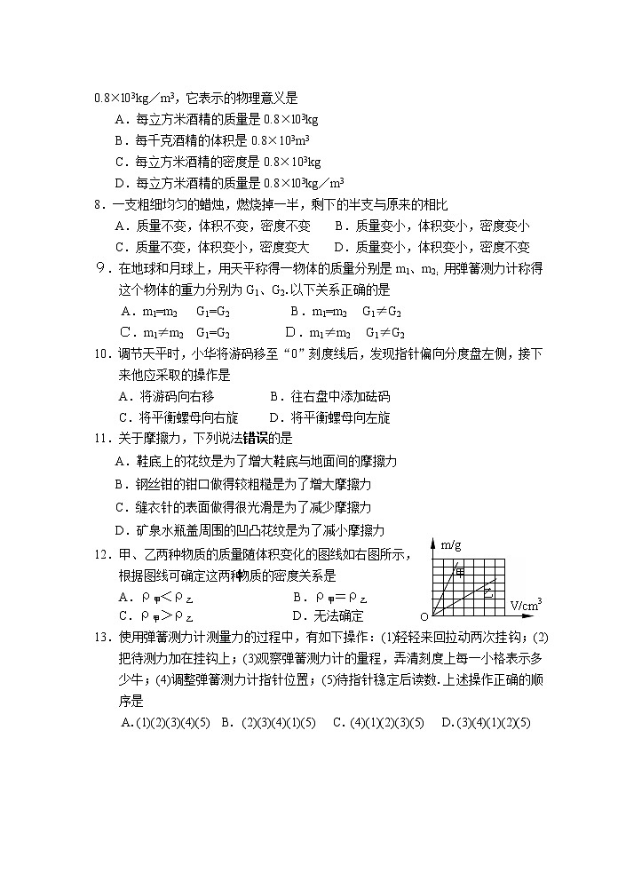 苏科版物理八年级（下）期中测试题（有答案）第2页