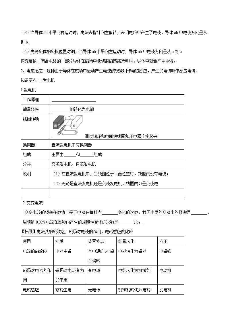 20.5 磁生电 同步学案 初中物理人教版九年级全一册（2022年）02