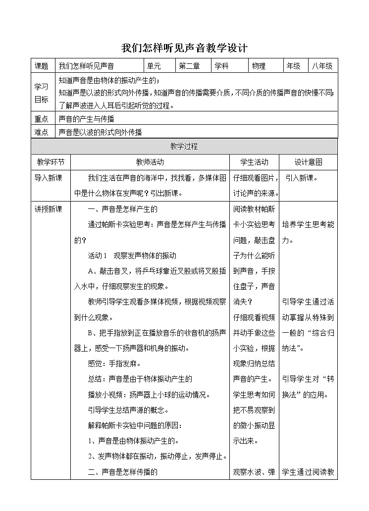 2.1我们怎样听见声音（教学设计）第1页