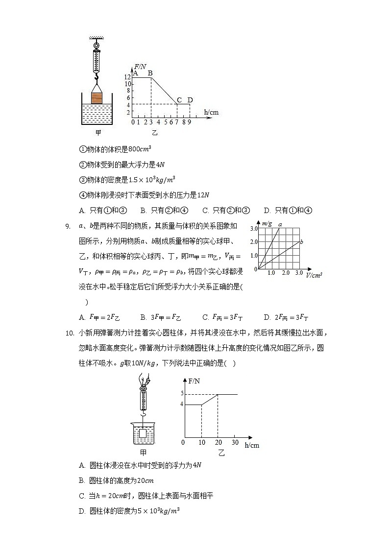 人教版初中物理八年级下册第十章《浮力》单元测试卷（含答案）03