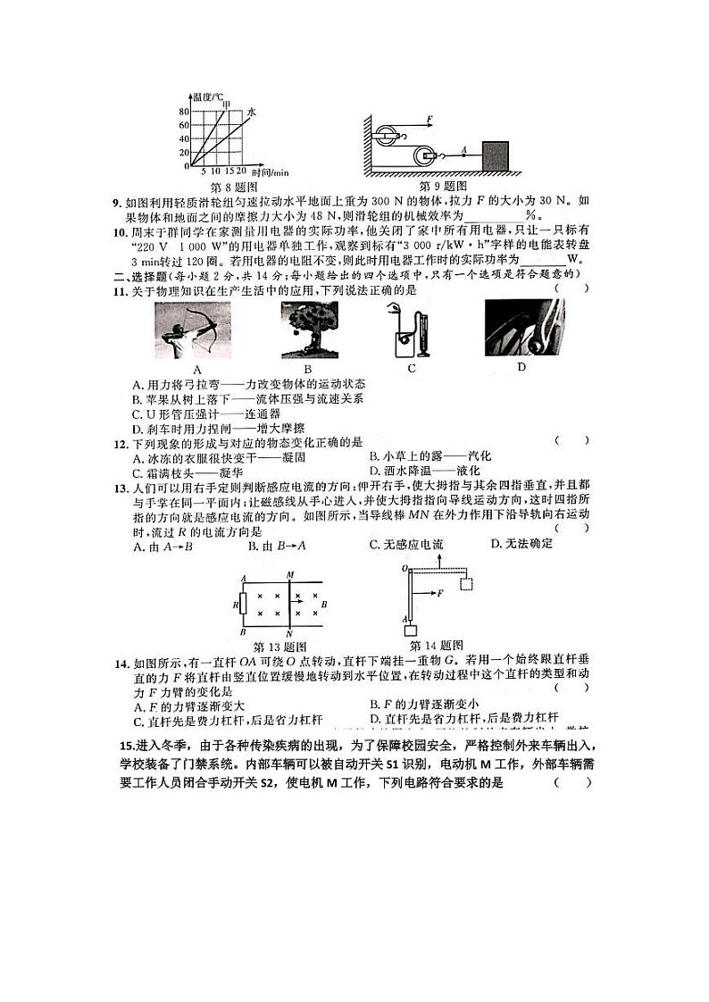2021年安徽中考模拟信息卷物理试题（四）第2页