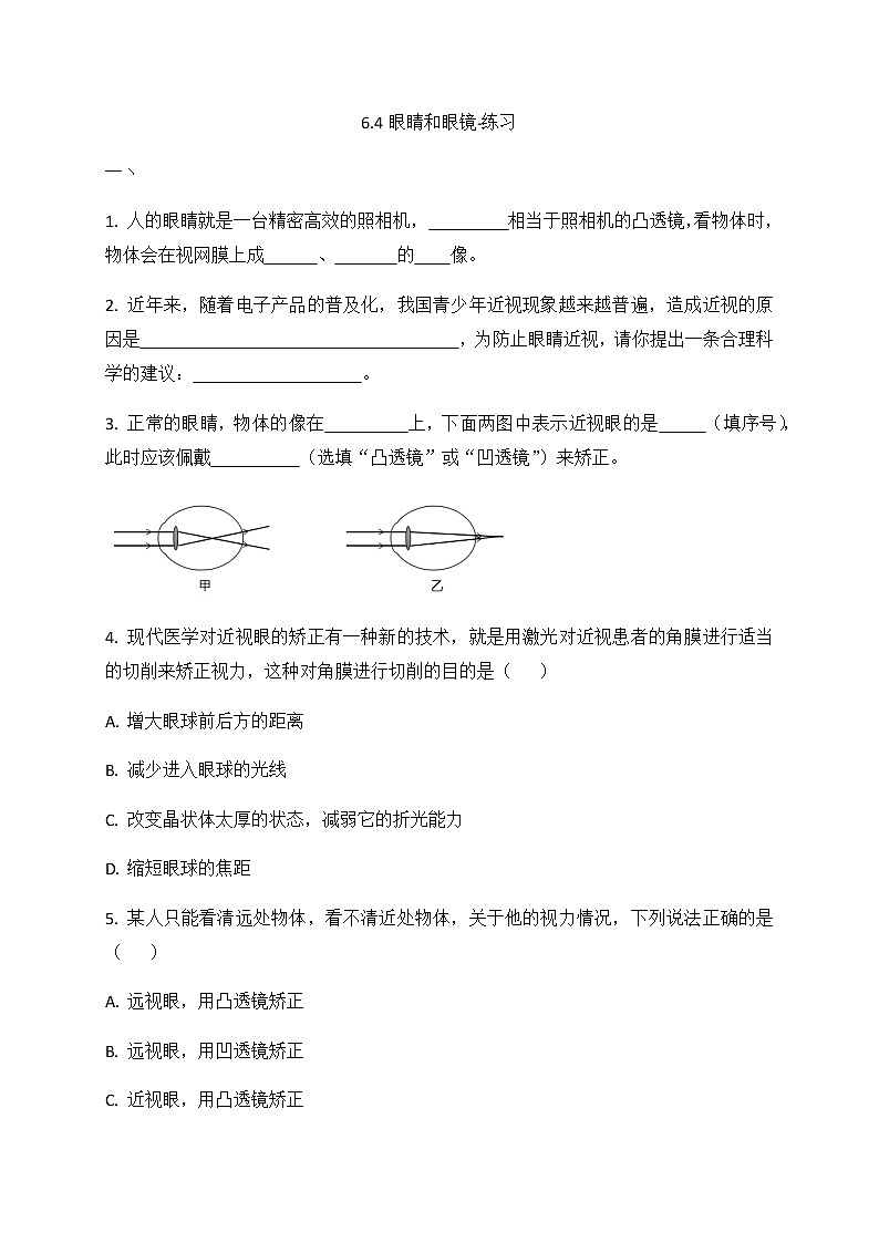 6.4眼睛和眼镜-练习第1页