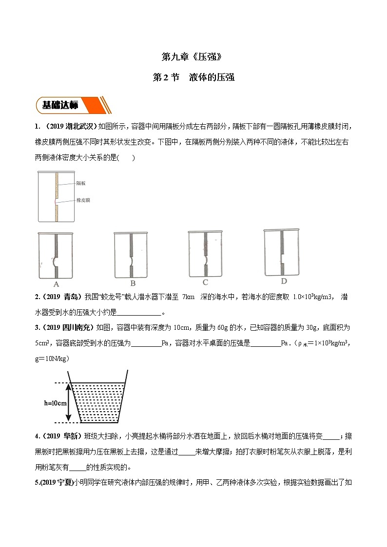 9.2 液体的压强（同步练习）-2019-2020学年八年级物理下册同步精品系列（教科版）01