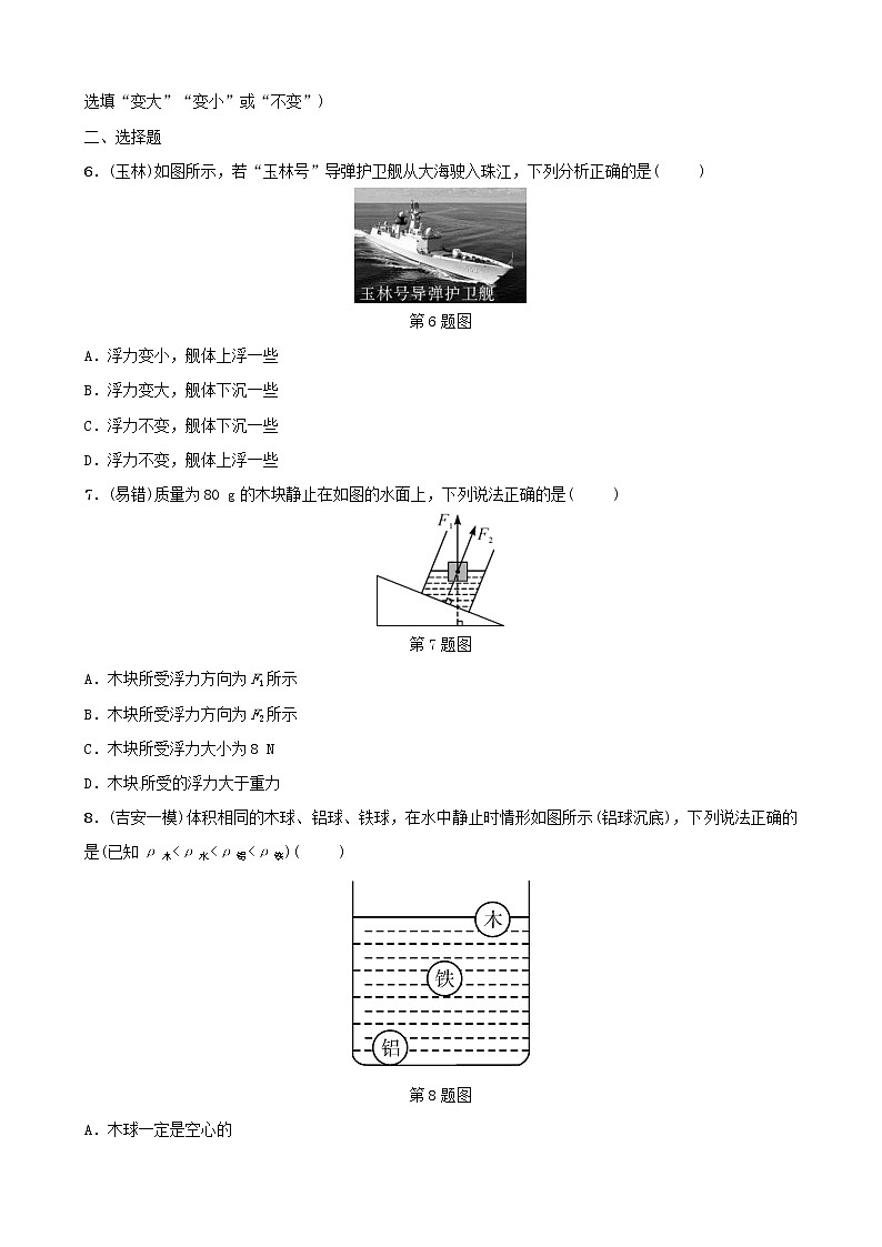 中考物理一轮复习第09讲《浮力》分层精练 (含答案)第2页