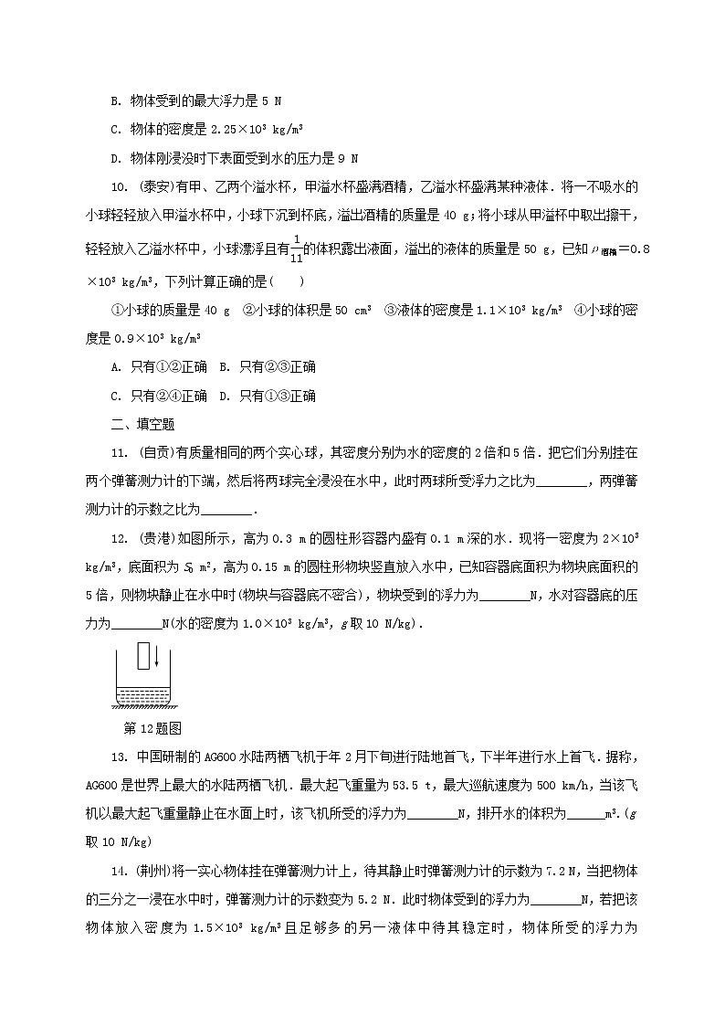 中考物理一轮复习夯实基础过教材第09章《浮力》复习练习册 (含答案)03
