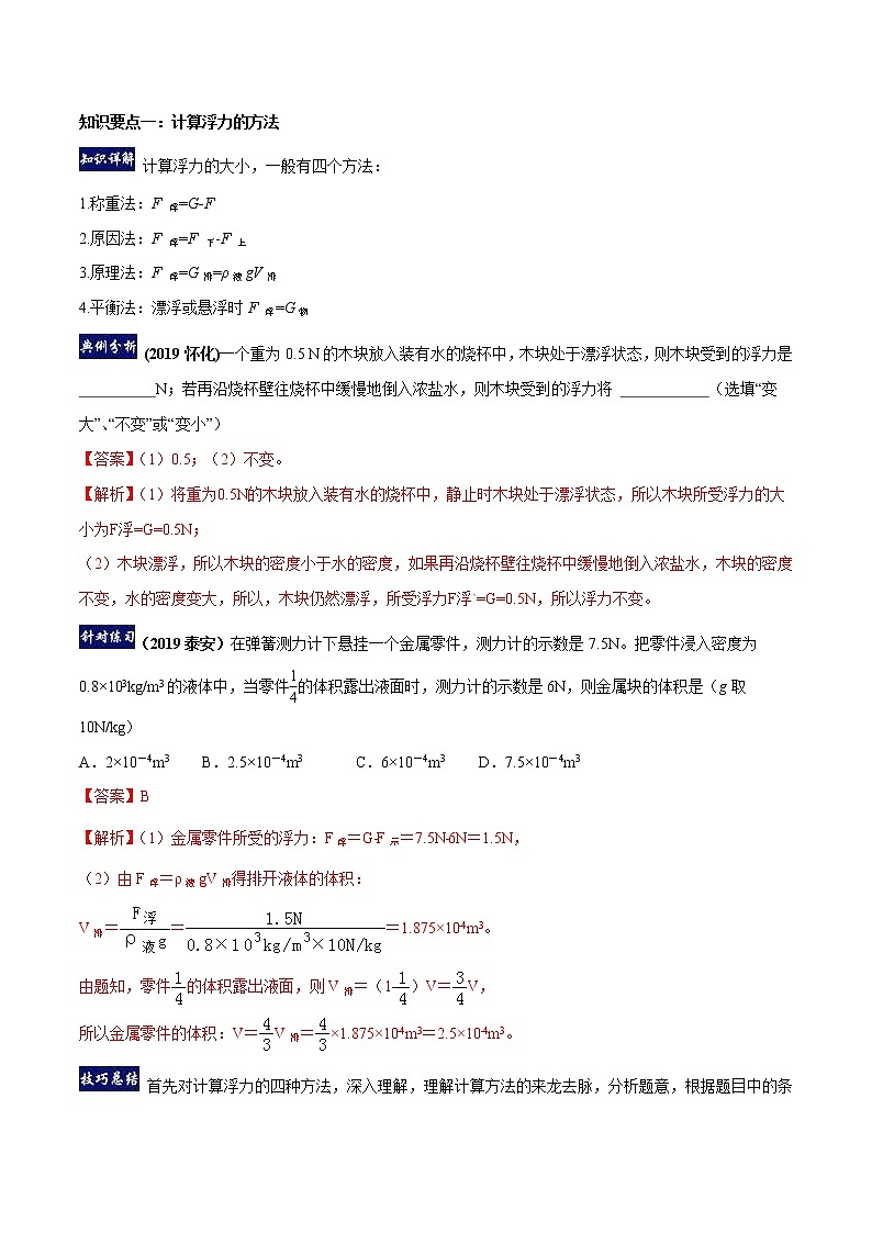第10章 流体的力现象单元总结-2019-2020学年八年级物理下册同步精品系列（教科版）练习题02