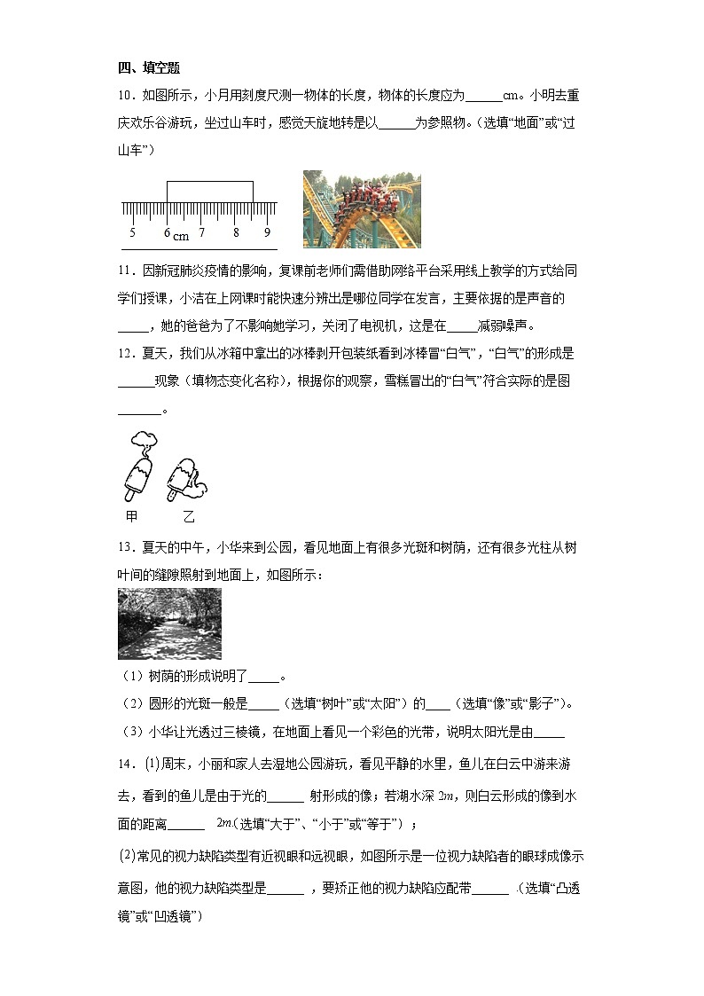 辽宁省沈阳市新民市2021-2022学年八年级（上）期末考试物理试题（word版含答案）03