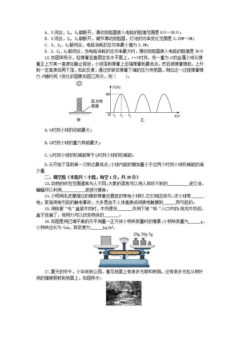 2022年江苏省苏州中学中考物理模拟试卷（03）（word版含答案）第3页