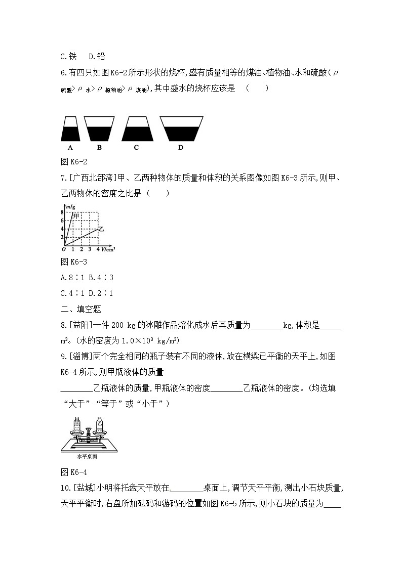 中考物理一轮复习06《质量和密度》课时训练(含答案)02
