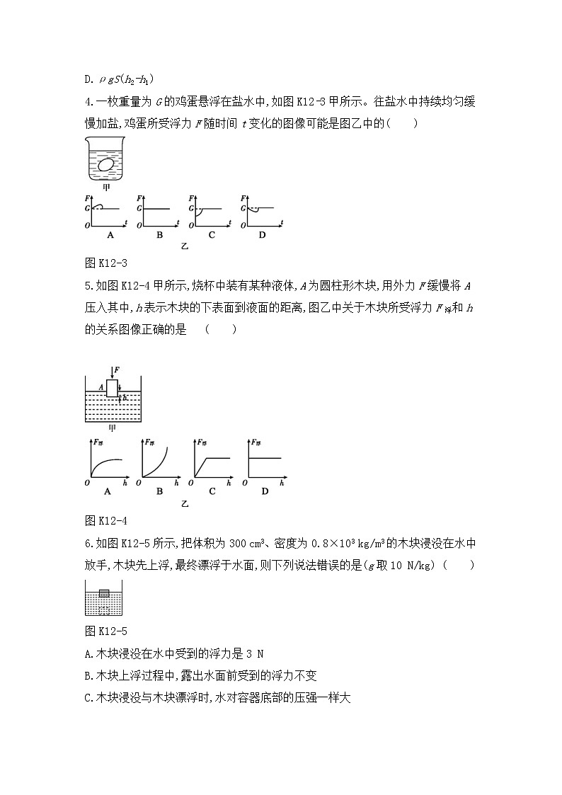 中考物理一轮复习12《浮力及其应用》课时训练(含答案)第2页
