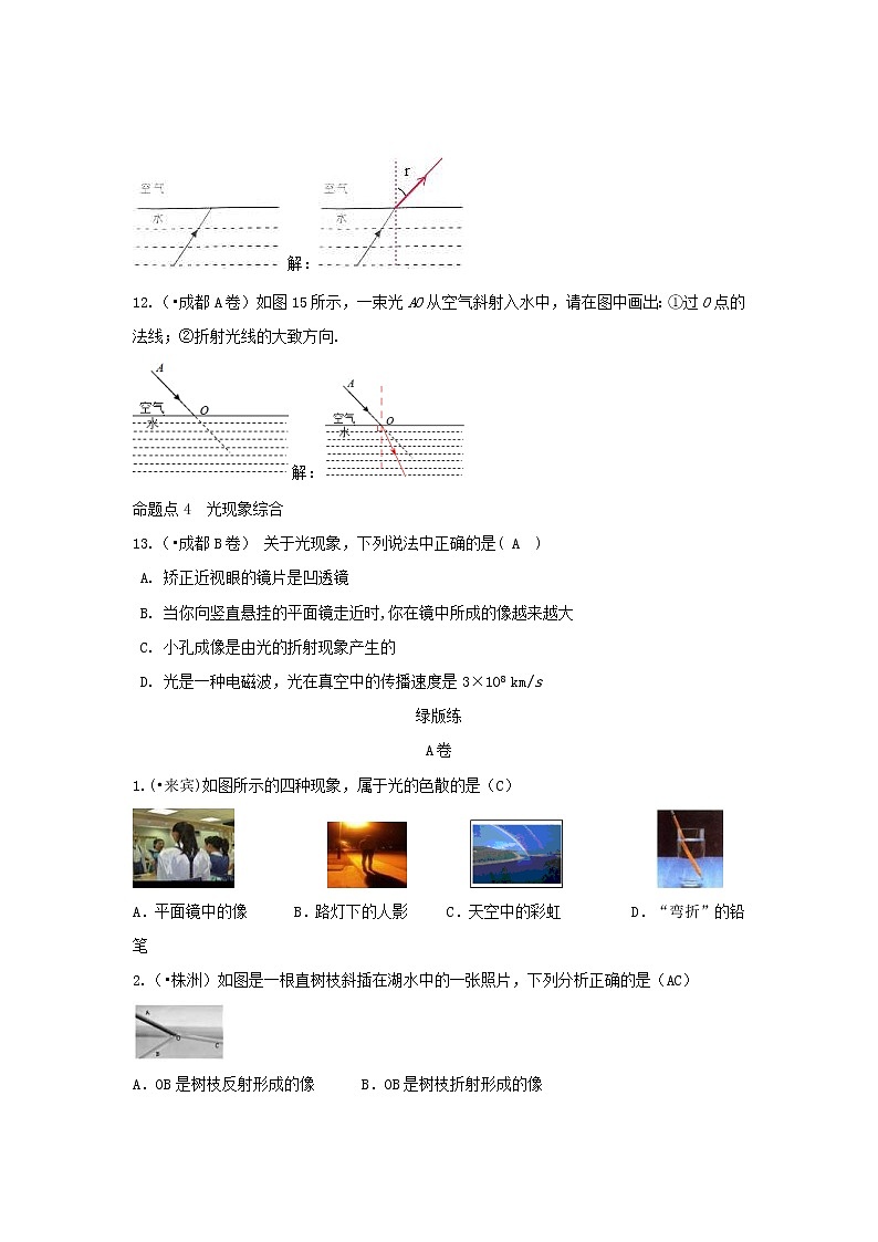 中考物理一轮复习第3讲《在光的世界里》考点通关练习（含答案）第3页