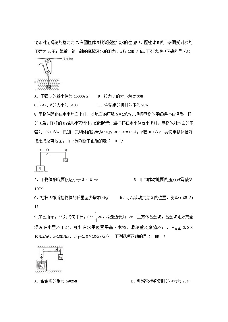 中考物理一轮复习小专题（四）简单机械的分析与计算（含答案）第3页
