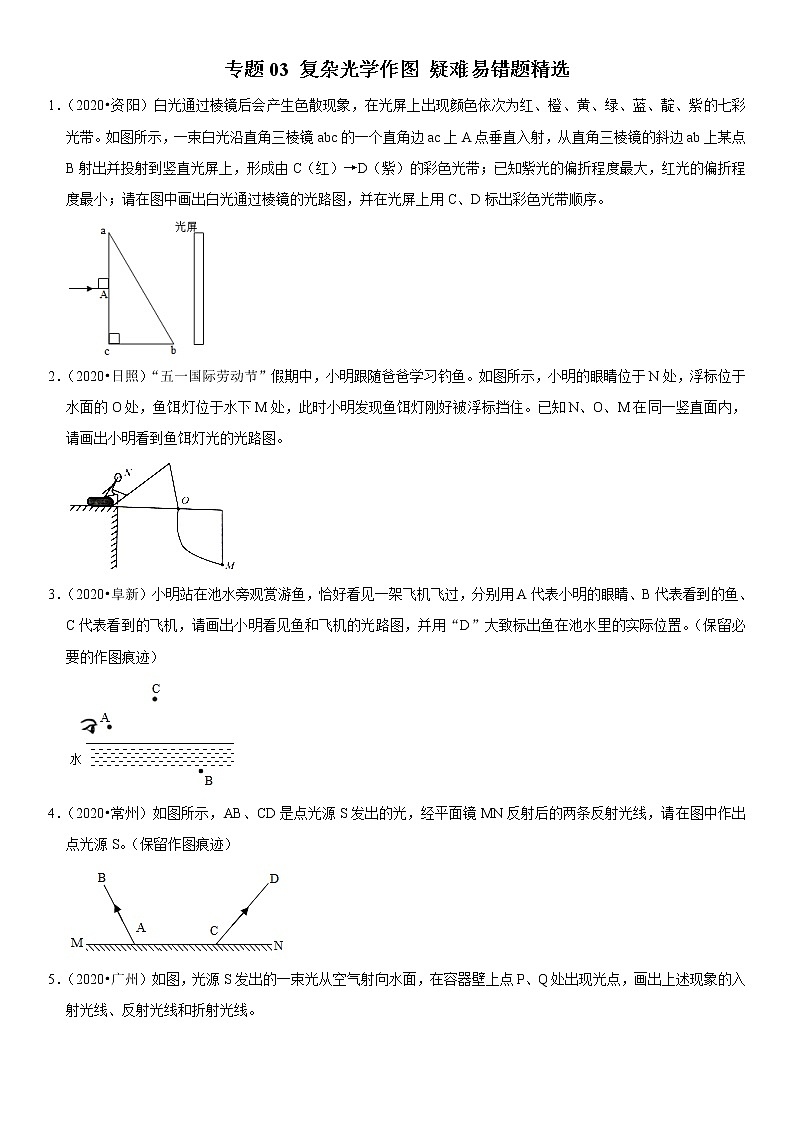 专题03 复杂光学作图- 疑难易错题精选（原卷版）第1页
