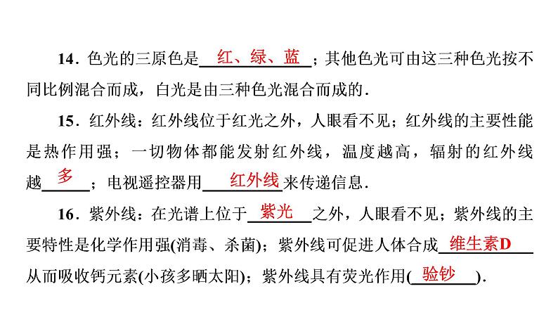 期末复习(四)光现象（习题PPT））2021-2022学年八年级上册物理人教版(共28张PPT)08