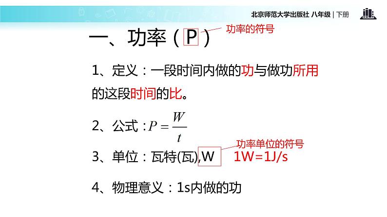 北师大版八年级下册物理课件：9.4《功率》07