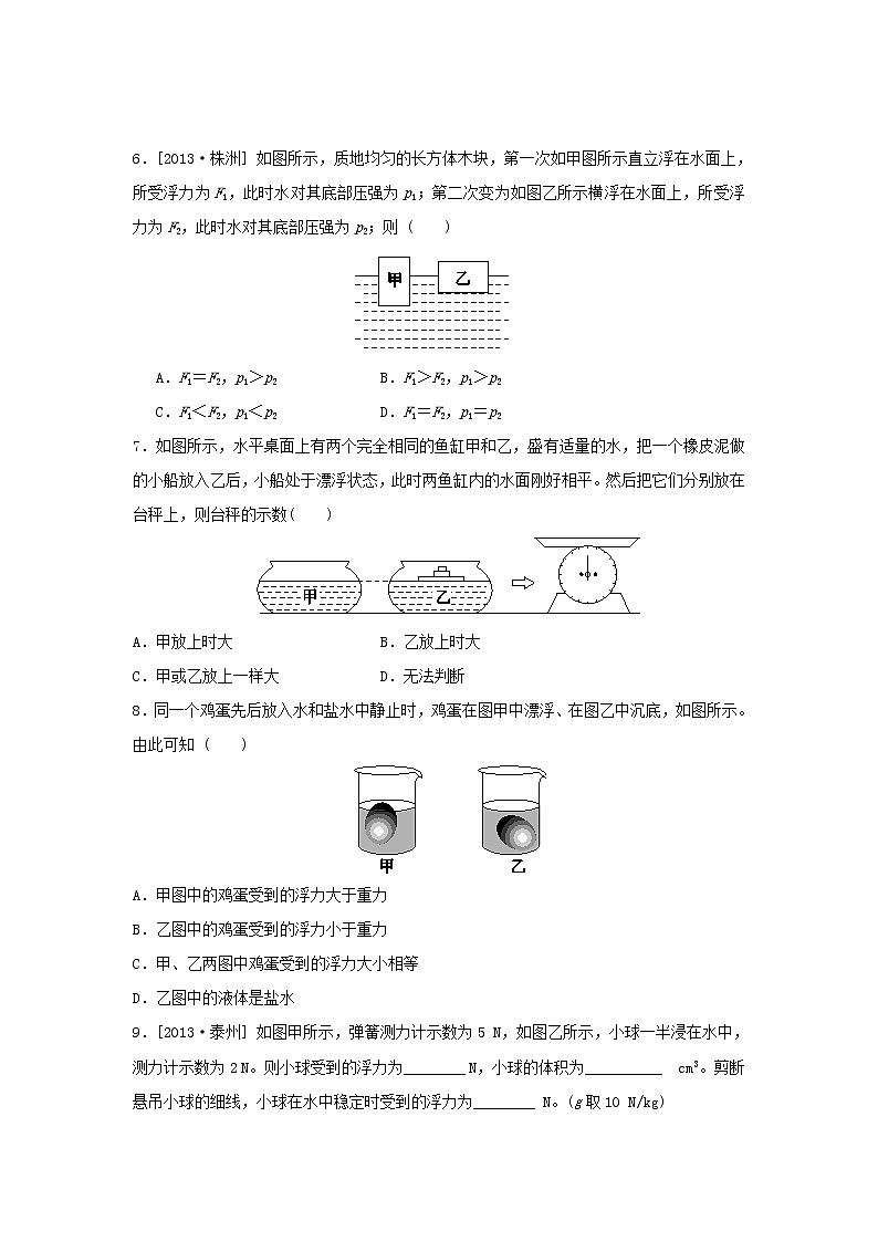 八年级物理下册 10.3 物体的浮沉条件及应用习题2 （新版）新人教版第2页