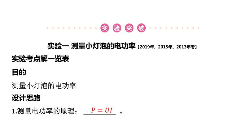 2022中考一轮复习 第一部分 基础资料 第16课时 电功率-第2讲 测量小灯泡的电功率（含特殊法）课件PPT第2页