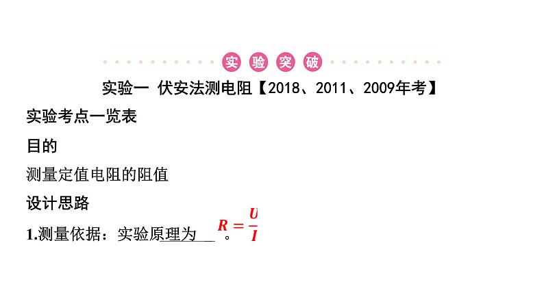 2022中考一轮复习 第一部分 基础资料 第15课时 欧姆定律-第3讲 电阻的测量（含特殊法）课件PPT第2页