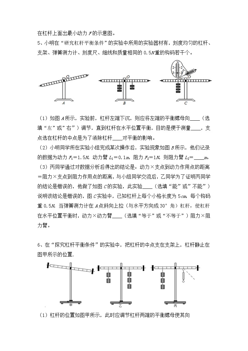 2022年中考物理实验复习2-杠杆平衡探究实验+第3页