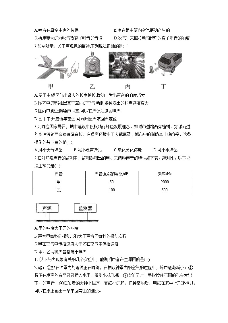 2022年中考物理二轮复习题型速练+选择题（1）声现象第2页