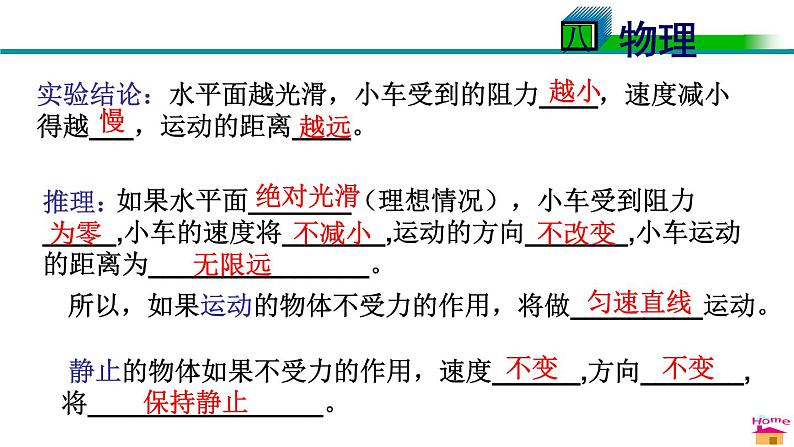 教科版物理八年级下册 8.1 牛顿第一定律  惯性（课件）07