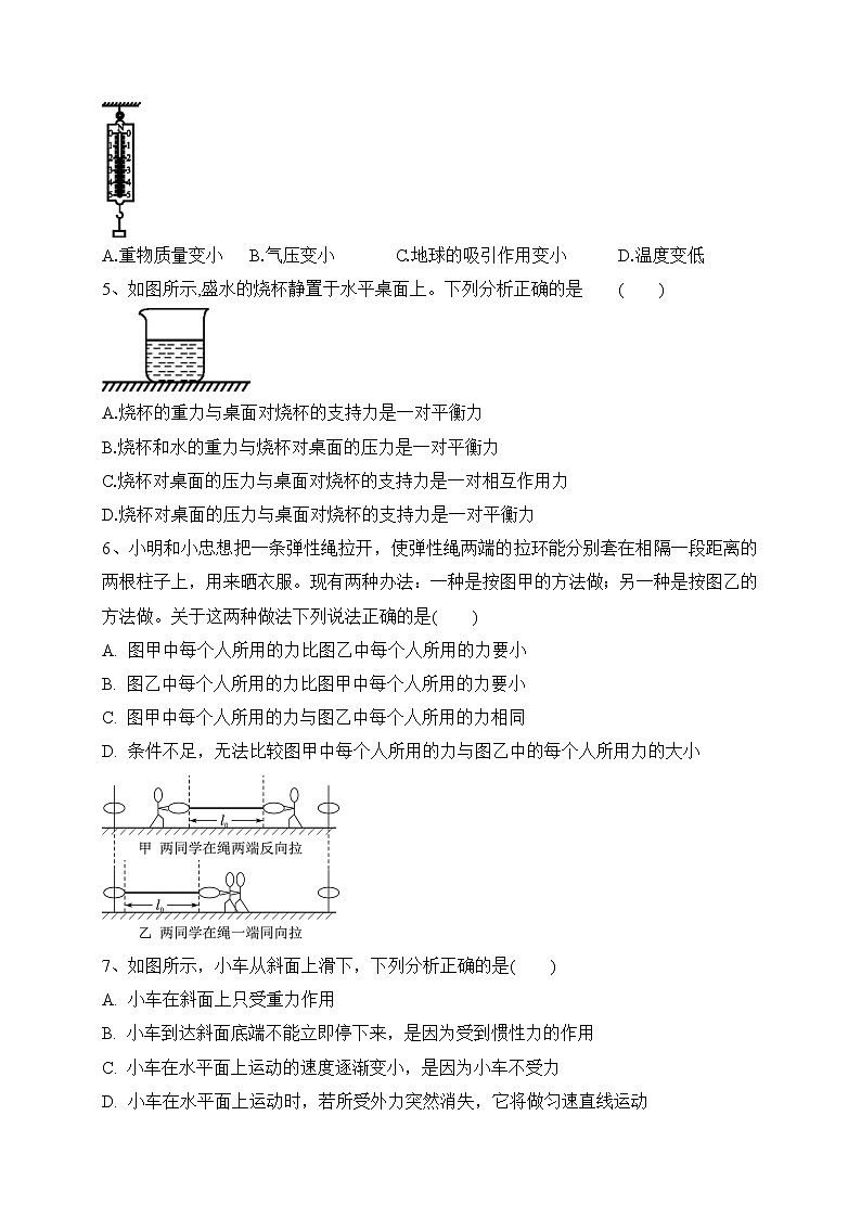 八年级物理下学期期中测试卷01（安徽专用）原卷版第2页
