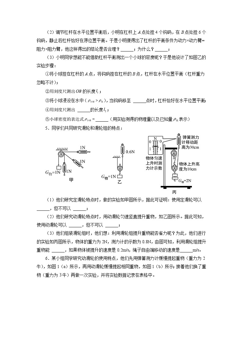 2022年中考物理二轮专题强化训练：简单机械实验探究第3页