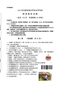 2022年山东省东营市初中学业水平考试物理模拟试题(word版含答案)