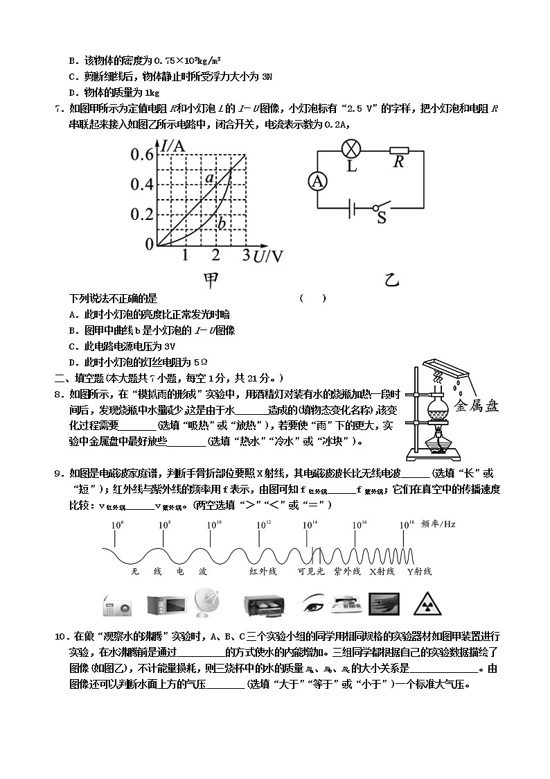 2022年广东省中考物理模拟试卷一(word版无答案)第2页