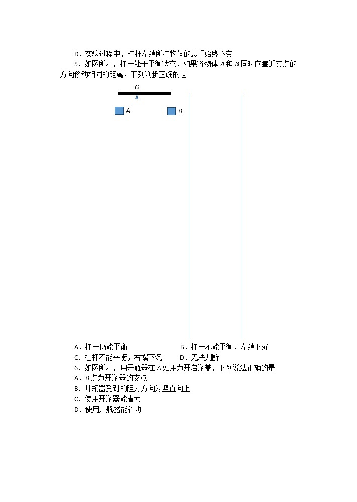 【同步练习】苏教版初三物理上册 第11章《简单机械和功》11.1杠杆（含答案）第2页