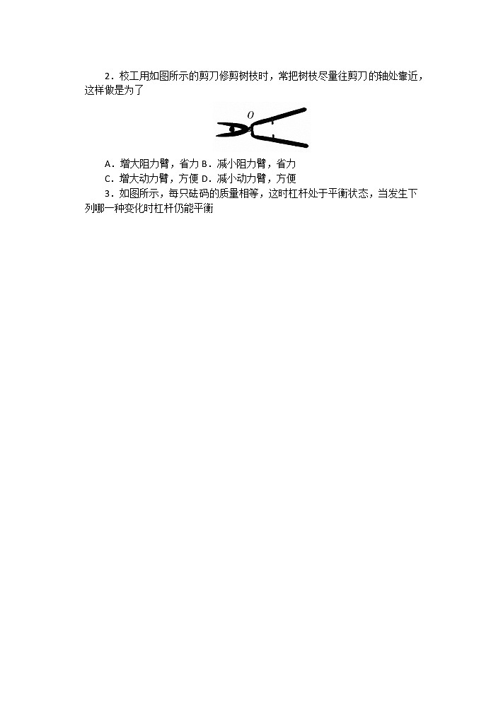 【同步练习】苏教版初三物理上册 第11章《简单机械和功》11.1杠杆（含答案）(1)03