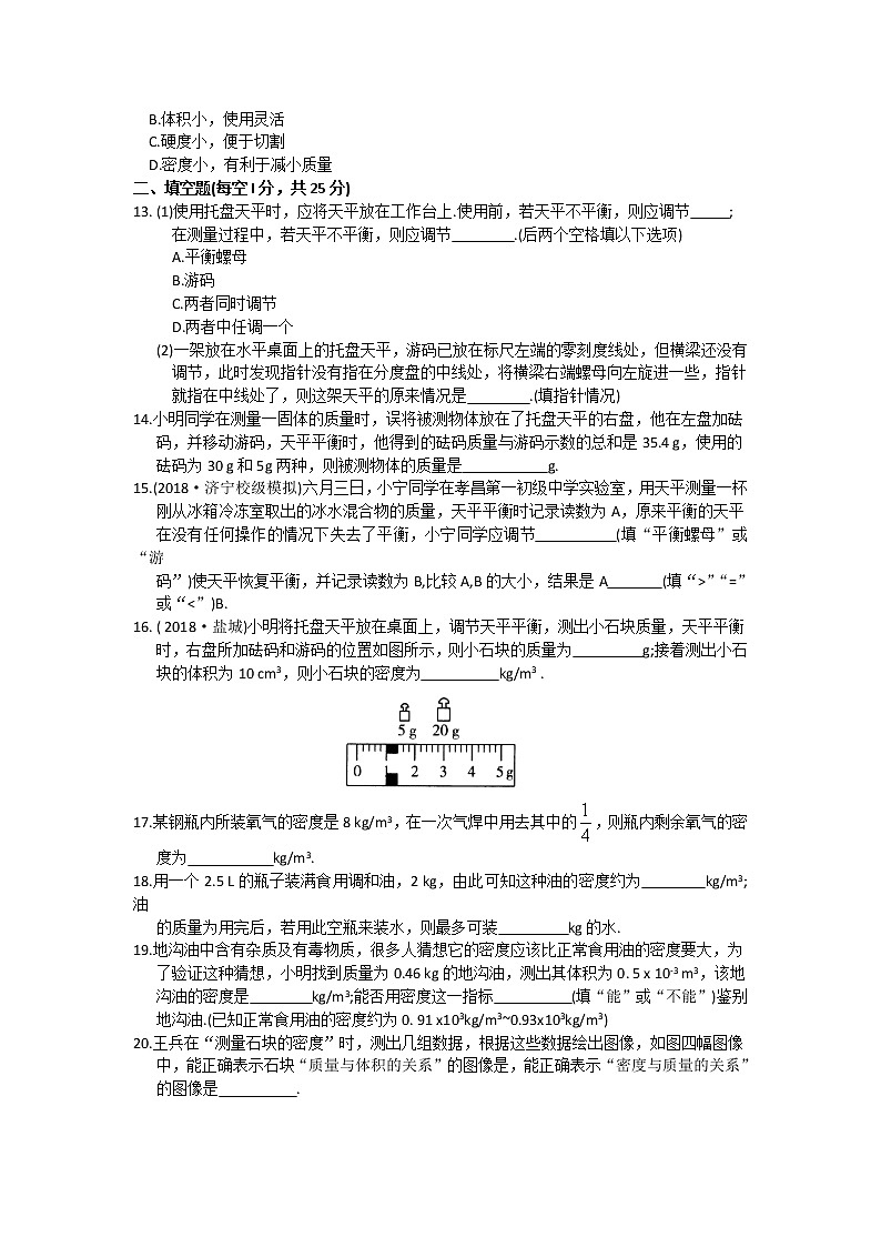 2021-2022学年苏科版初二物理下册第六章《物质的属性》提优测试卷（含答案）第3页