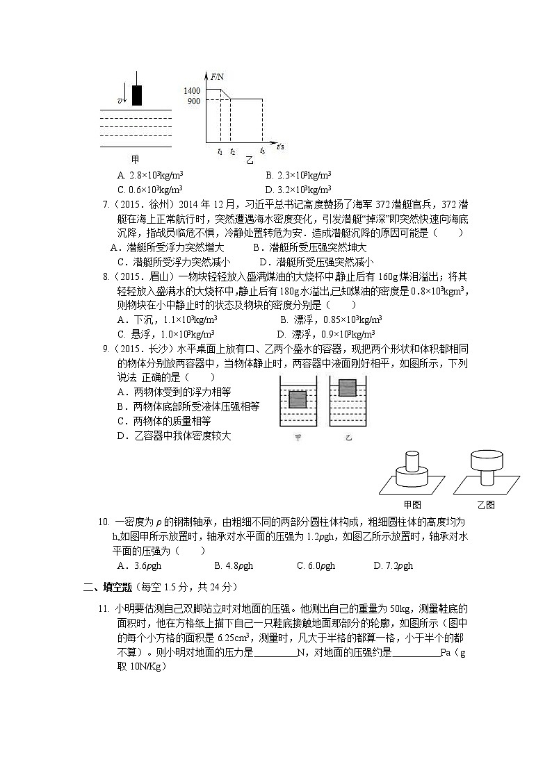 2021-2022学年苏科版初二物理下册第十章《压强与浮力》检测卷及答案第2页