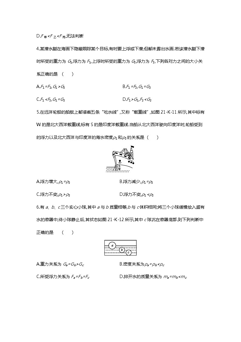 【同步练习】苏科版初二物理下册 第10章《压强和浮力》10.5.2物体浮沉条件的应用（含答案）第2页