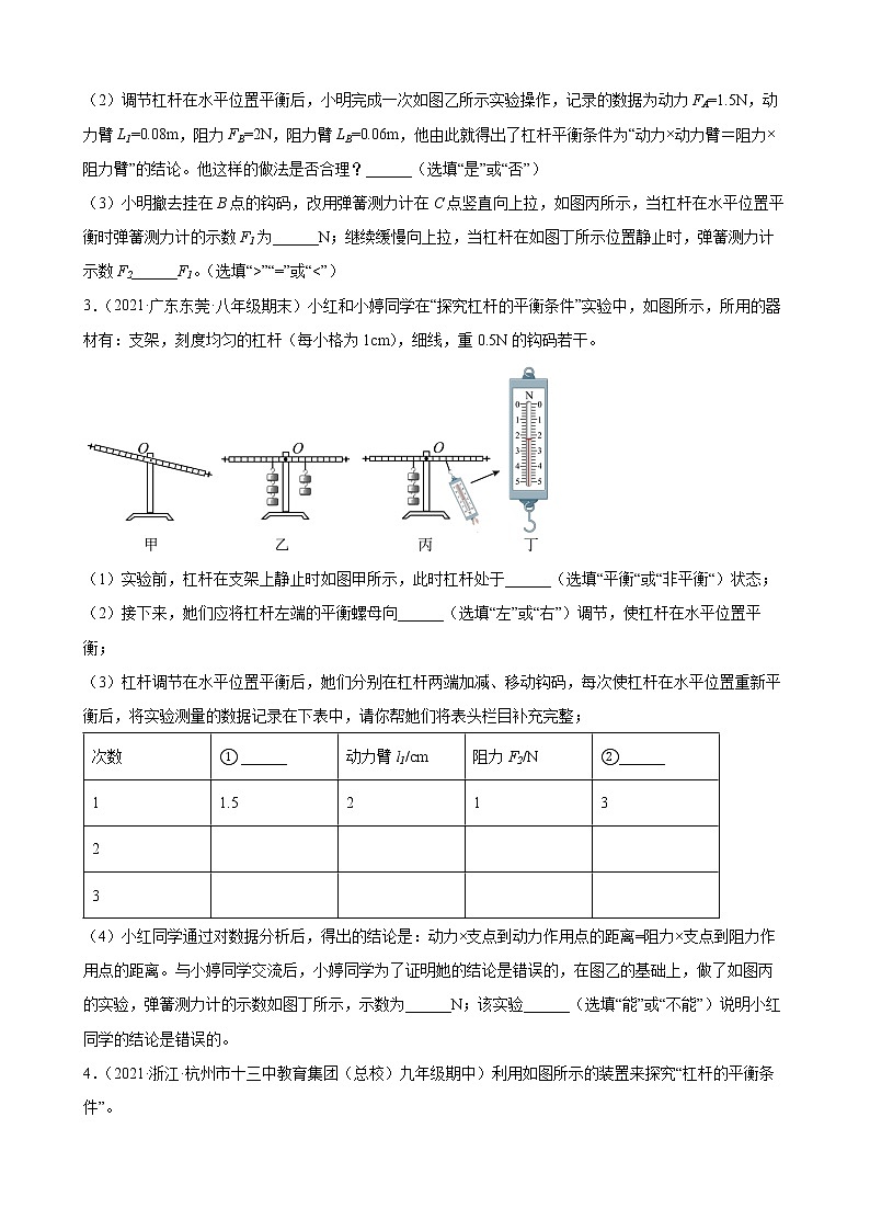 2022年中考物理二轮复习精选实验专题——简单机械实验第2页